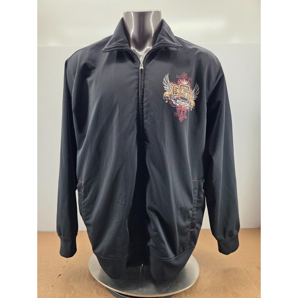 MMA Elite Y2K Men’s XL Track Jacket Black Zip Tattoo “Pride And Pain” Cyber Goth